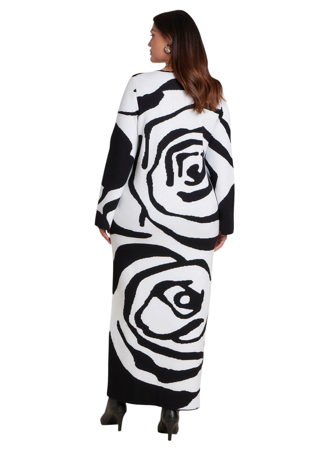 thumbnail image 2 of ELOQUII Women's Plus Size Intarsia Long Sleeve Dress, 2 of 3