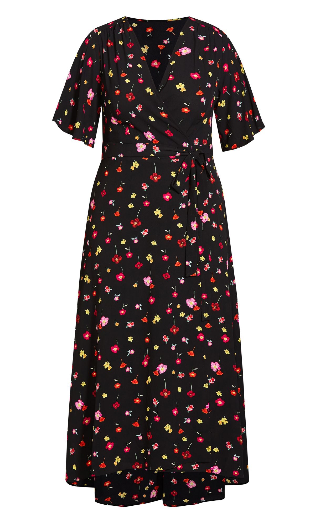 thumbnail image 3 of Evans Women's Plus Size Vivian Wrap Maxi Dress Short Flutter Sleeve V-Neckline, 3 of 3