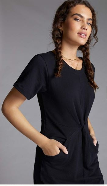 thumbnail image 2 of Daily Practice by Anthropologie Twist-Front Midi Dress, Black, L, 2 of 2