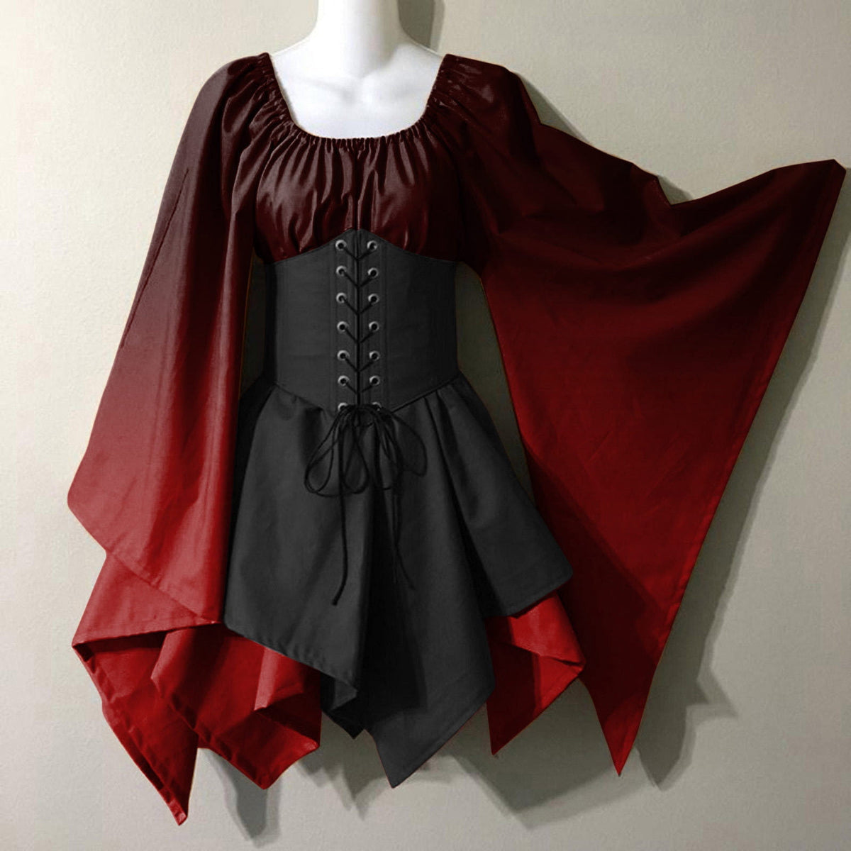 thumbnail image 2 of 1950s Dresses for Women Vintage Goth Swing Cocktail Dress Chiffon Shawl Red S, 2 of 3