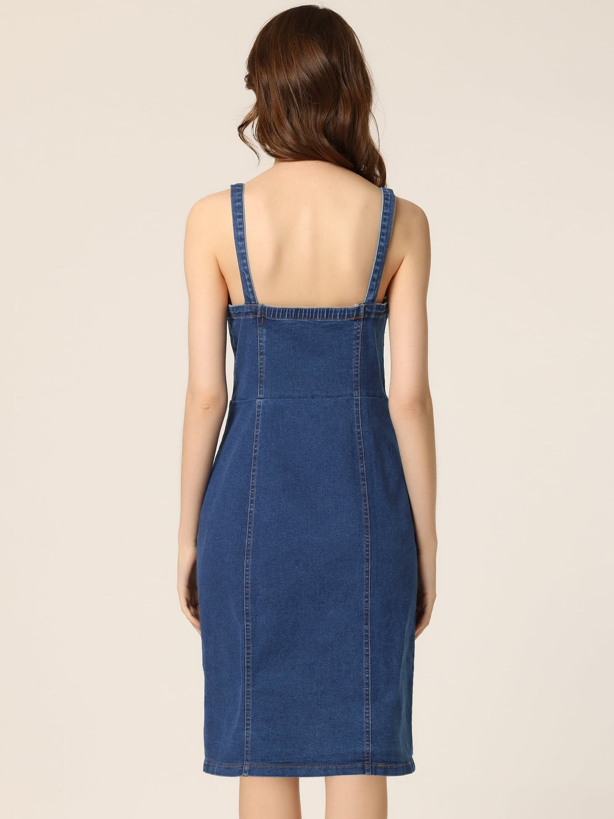 thumbnail image 3 of DARING DIVA Button Down Denim Sleeveless Sweetheart Neck Jean Dresses XS Blue, 3 of 6