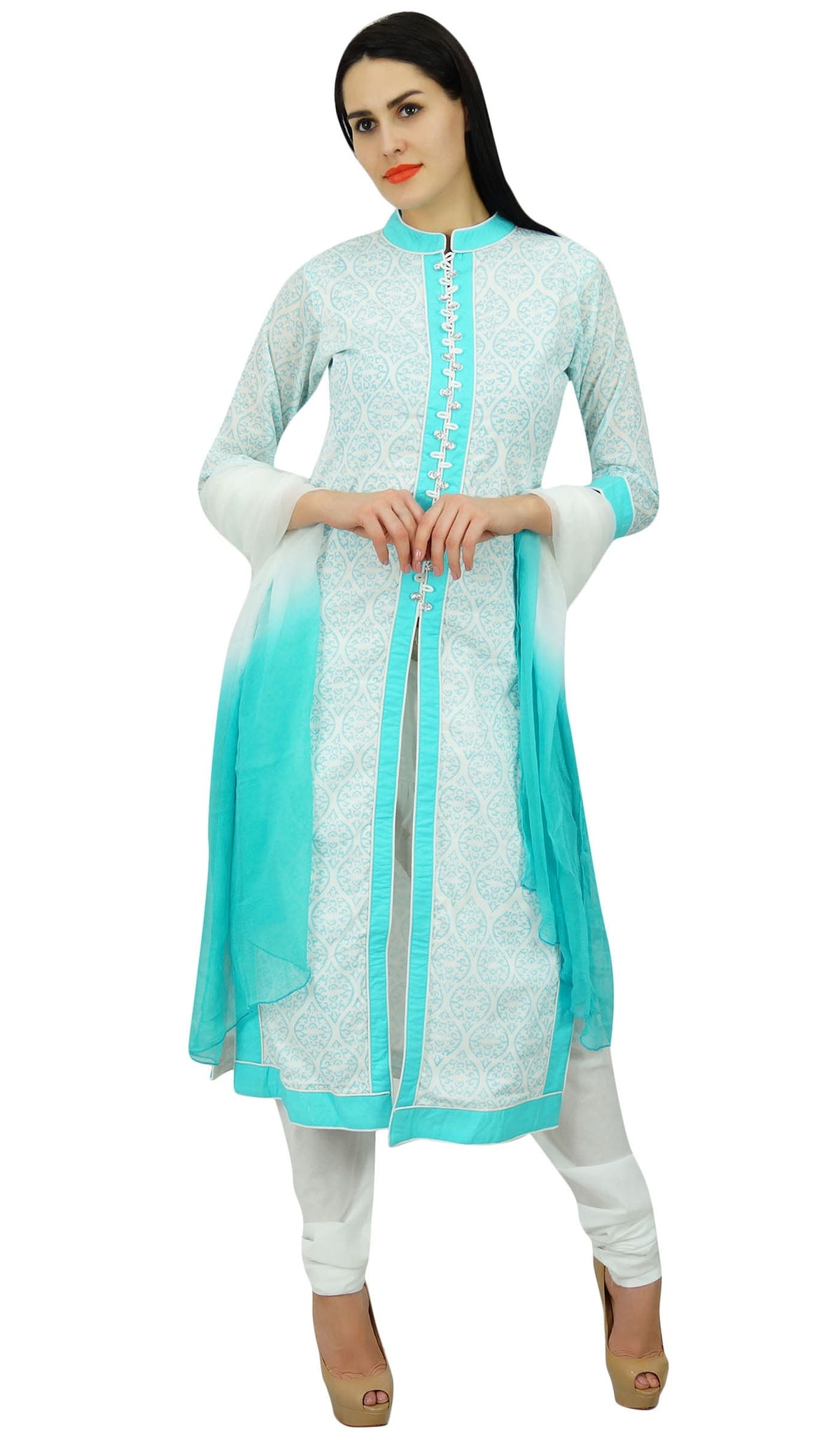 thumbnail image 1 of Atasi Womens Cotton Straight Kurta With Dupatta Summer Readymade Salwaar Kameez, 1 of 9