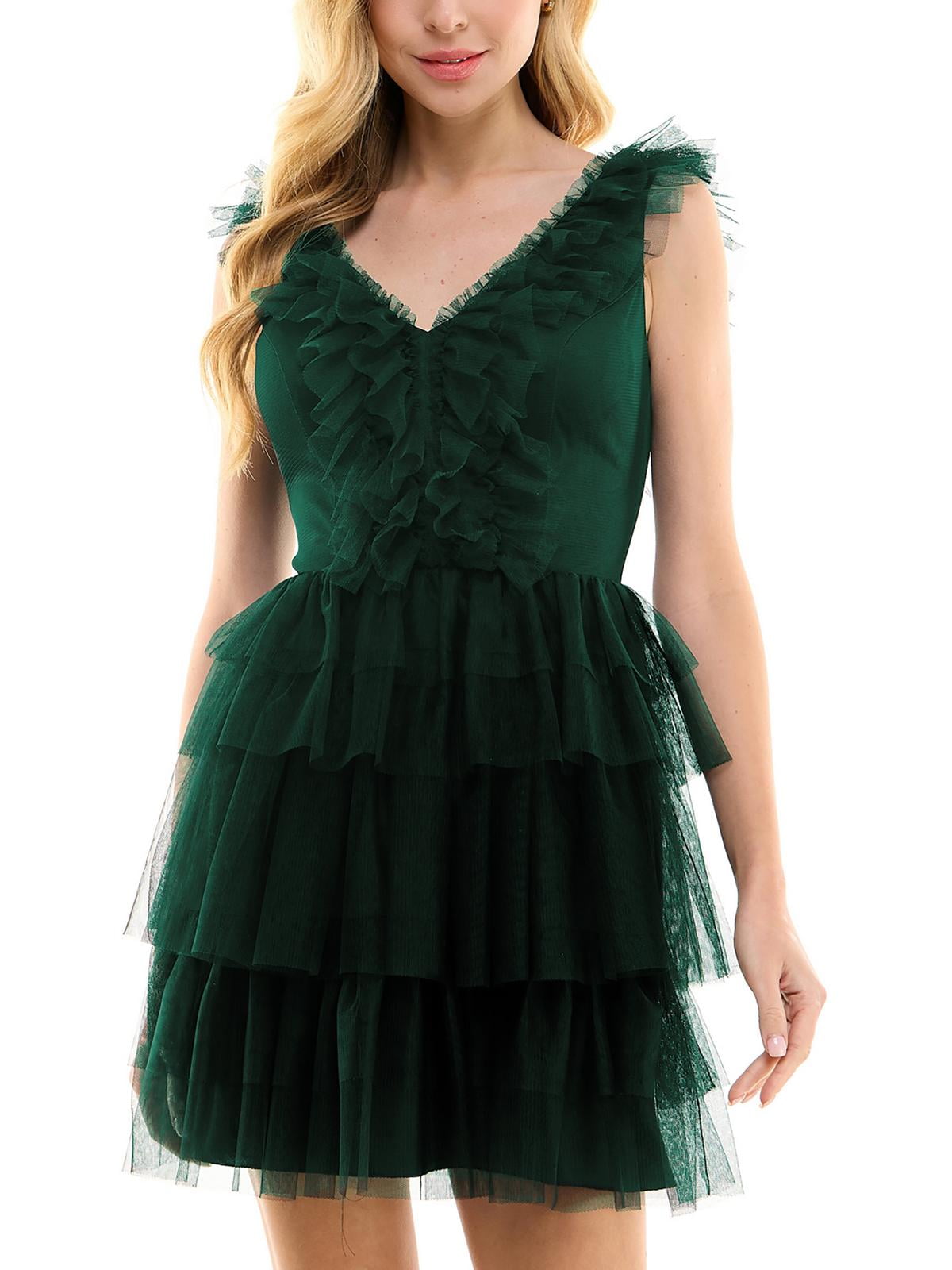 thumbnail image 1 of City Studio Womens Juniors Tulle Tiered Fit & Flare Dress, 1 of 2