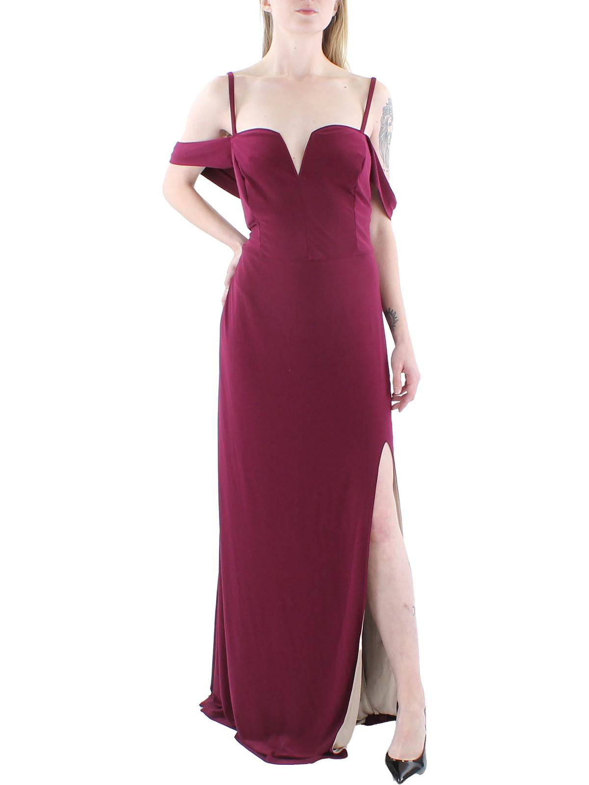 thumbnail image 1 of City Studios Womens Plus Off-The-Shoulder V-Neck Evening Dress, 1 of 2