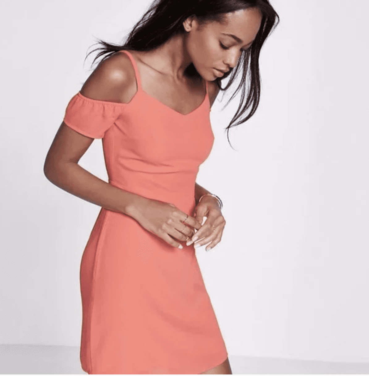 thumbnail image 1 of Express Casual Party Dress: XSmall,Orange, 1 of 2