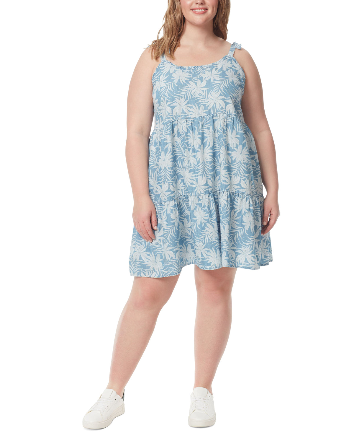 thumbnail image 1 of Jessica Simpson Trendy Plus Tamaryn Tiered Dress Palm Bliss 2X, 1 of 1