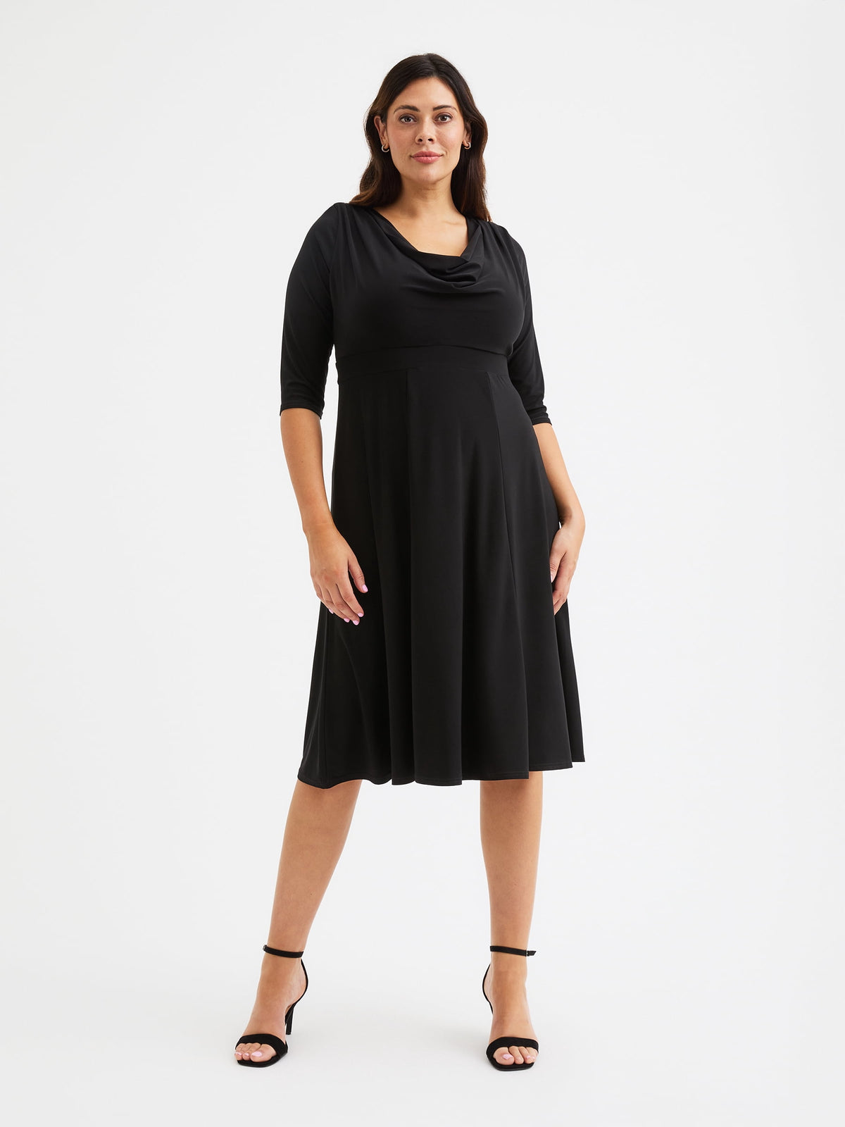 thumbnail image 1 of Scarlett & Jo Cowl Neck '1940s' Dress - Black, 8, 1 of 4