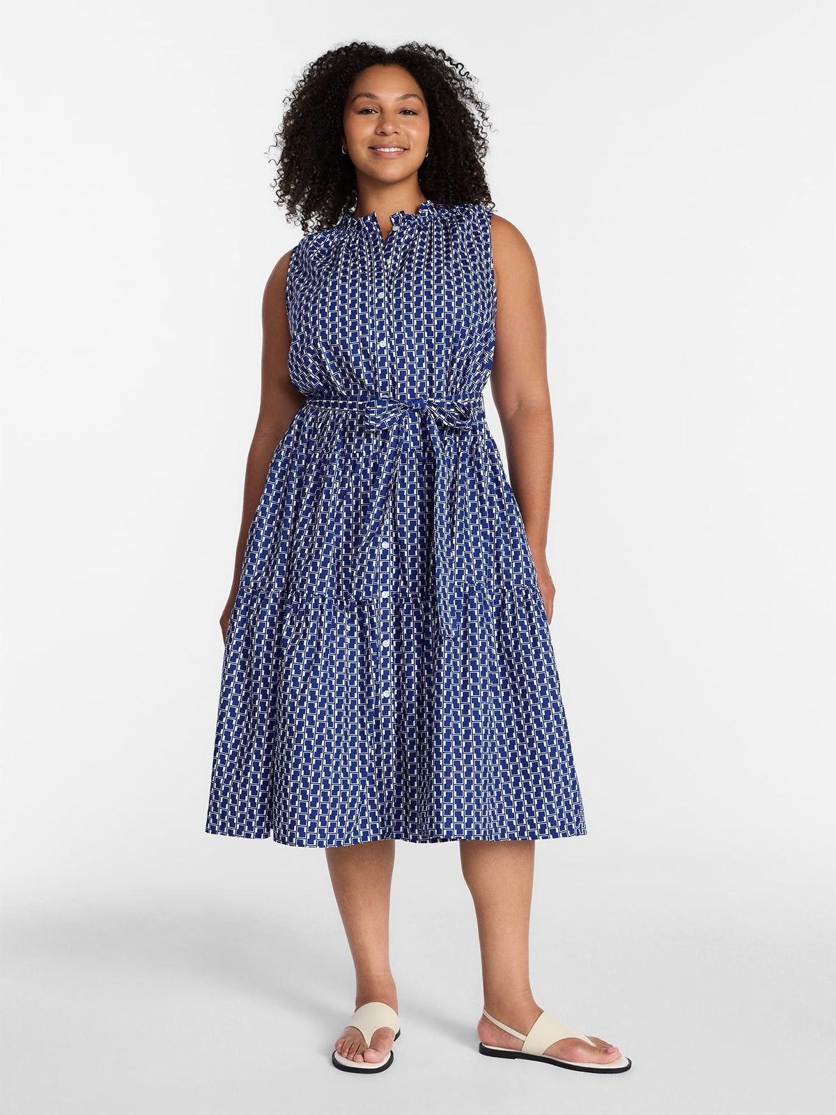 thumbnail image 1 of Terra & Sky Women's Plus Sleeveless Midi Shirt Dress, Sizes 0X - 5X, 1 of 4