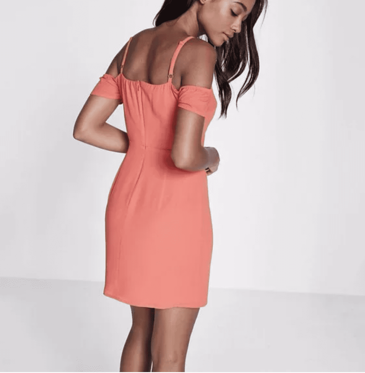 thumbnail image 2 of Express Casual Party Dress: XSmall,Orange, 2 of 2